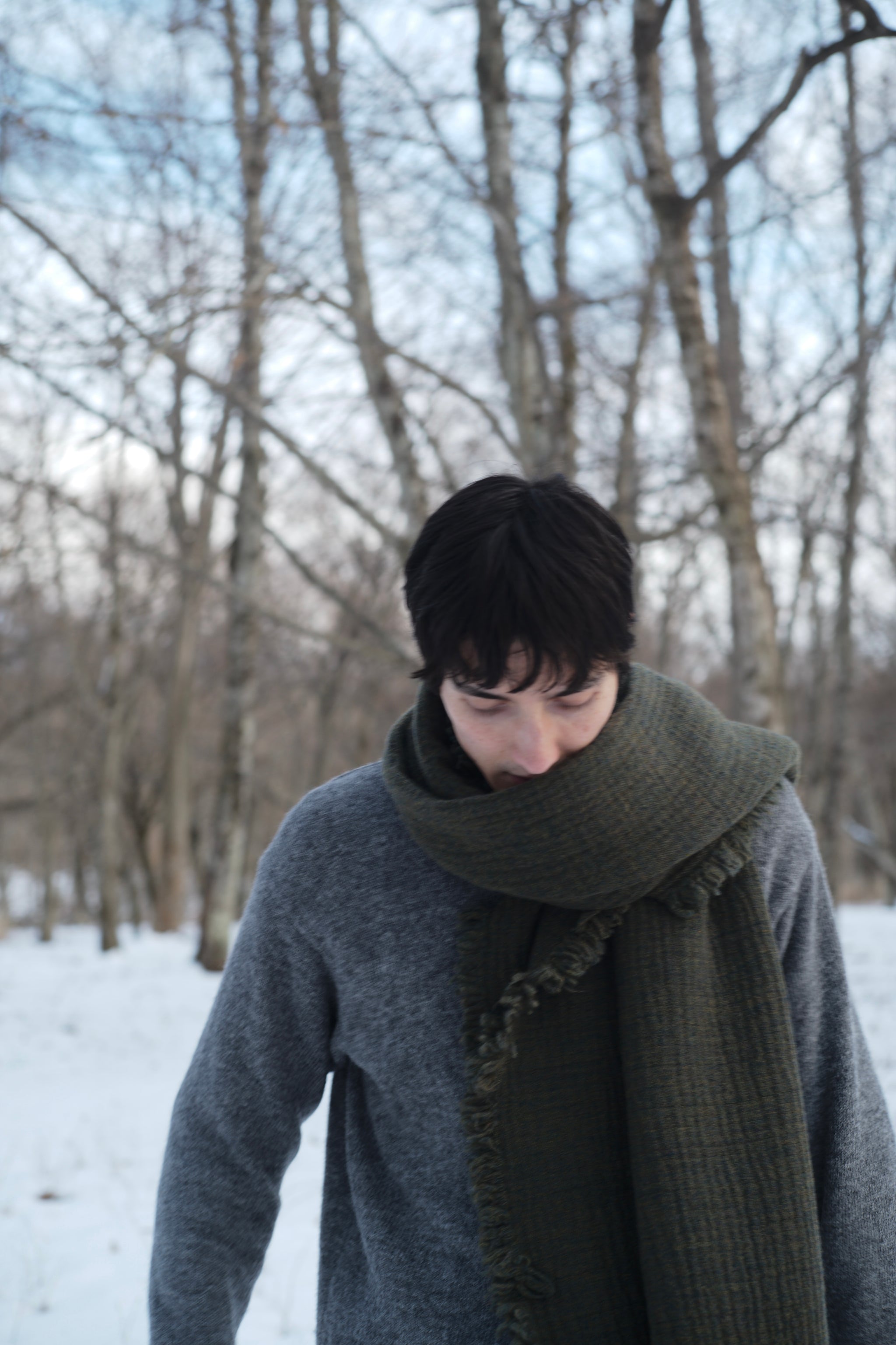 lambwool cupro blanket stole c/#forestgreen – Watanabe Textile