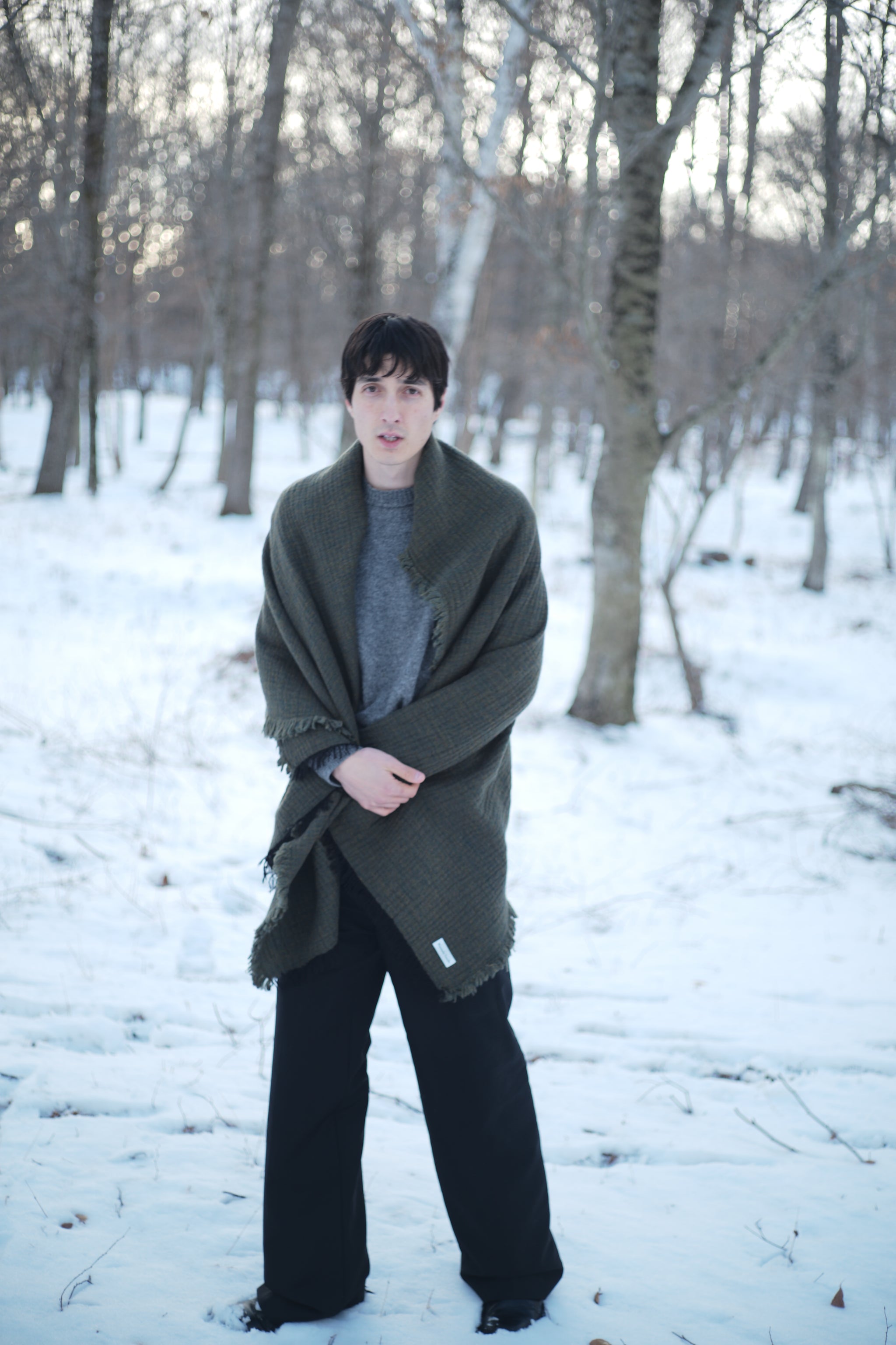 lambwool cupro blanket stole c/#forestgreen – Watanabe Textile